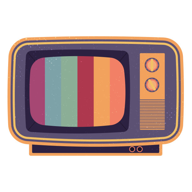 复古电视屏幕隔离在白色。旧电视机的矢量插图图片下载