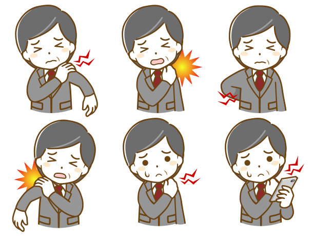 穿西装的中年人，肩膀或脖子酸痛图片下载