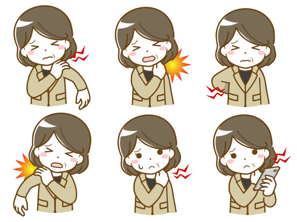 穿着西装的中年妇女，肩膀和脖子酸痛图片下载