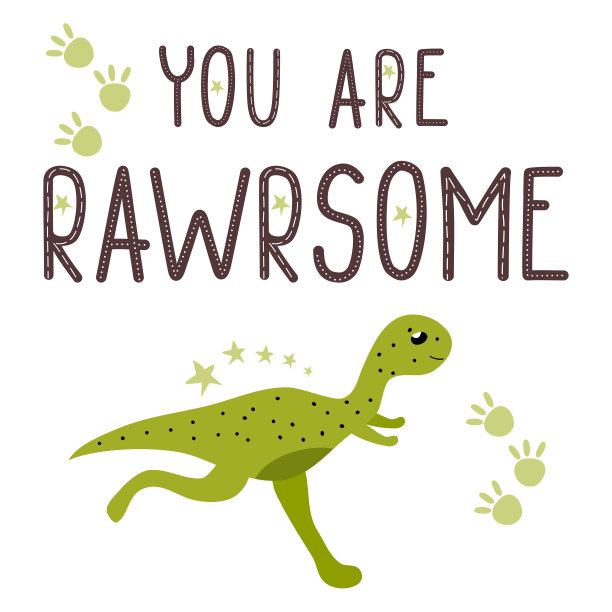 可爱的爱，小窃蛋龙。励志名言。你太棒了。字体和爬行动物。手绘杂食性恐龙。恐龙插图。素描侏罗纪的动物。图片下载