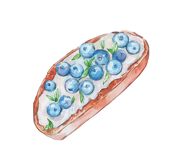 脆饼配奶酪和新鲜蓝莓图片下载