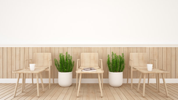 水疗业务等候区设计。办公设计或咖啡厅设计的生活区- 3D插图图片下载