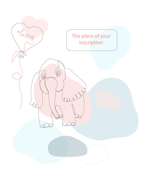 小象带着心形气球，上面刻着爱图片下载