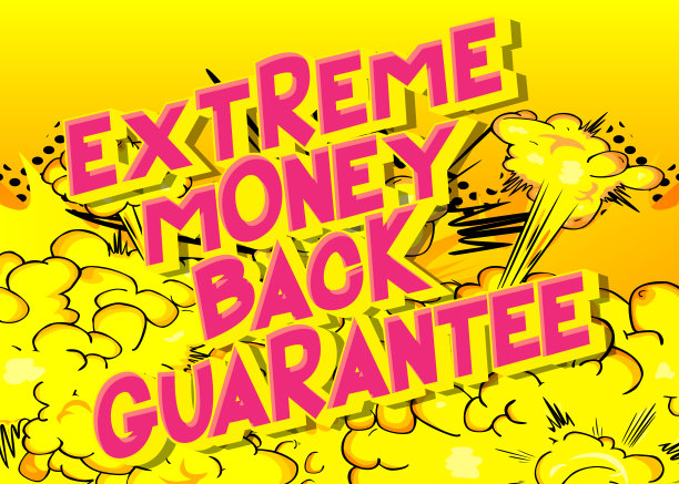 极端的钱回保证-漫画文字在抽象的背景。图片下载