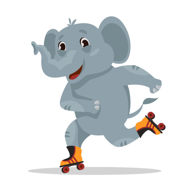 大象滑旱冰。图片下载