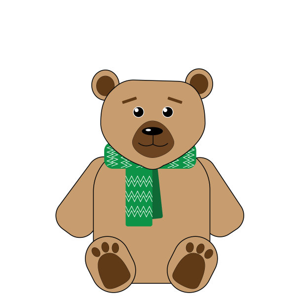 可爱的棕熊在一个孤立的背景绿色围巾图片下载