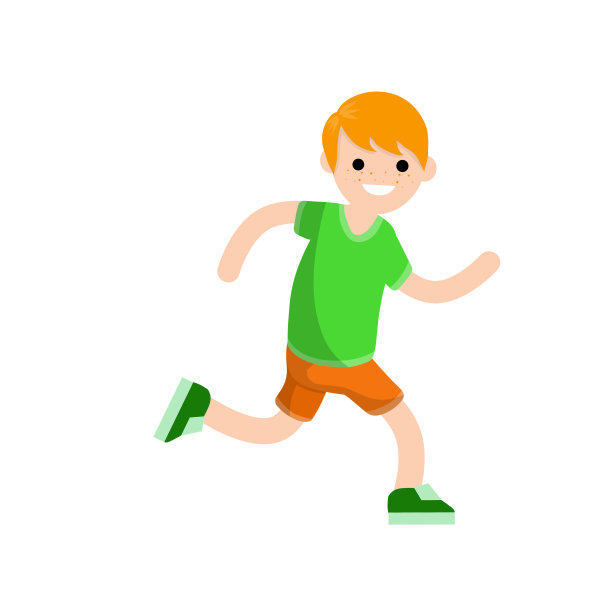 穿短裤和绿色t恤的年轻人。跑步和运动。运动和散步。卡通平面插图。积极的生活方式图片下载