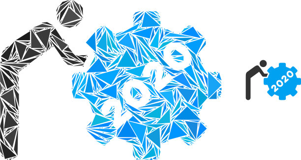 三角形马赛克2020工人滚动齿轮图标图片下载