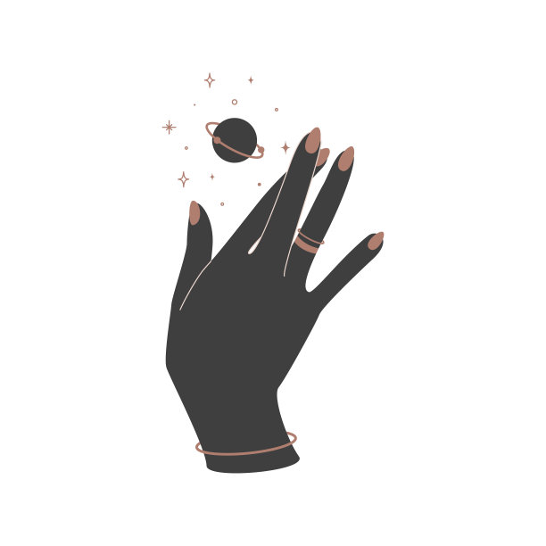 炼金术，深奥的神秘的魔术天上的护身符与女人的手与戒指和行星神圣的几何学。精神上的神秘主义对象。矢量图图片下载