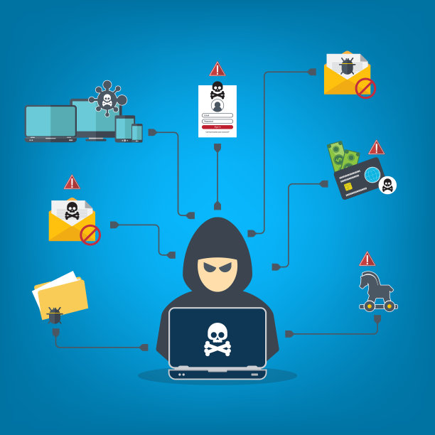 黑客用笔记本电脑窃取机密数据、个人信息和信用卡详情。黑客的概念。图片下载