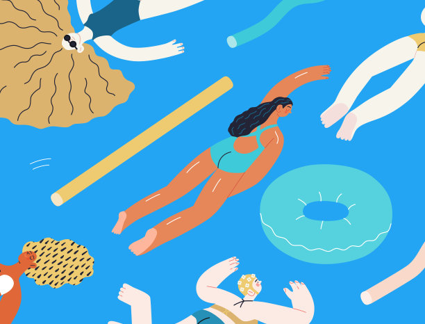 海滩度假活动，现代平面矢量插图图片下载