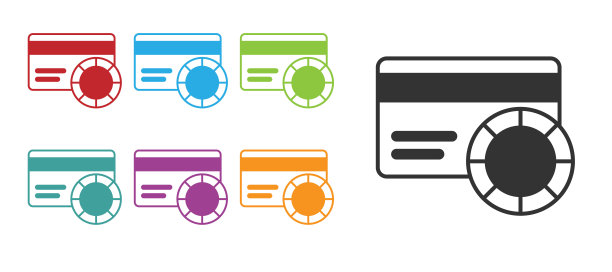 黑色信用卡图标孤立在白色背景。在线支付。取现。金融业务。购物的迹象。设置图标丰富多彩。向量图片下载