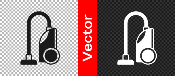 黑色吸尘器图标隔离在透明背景。向量图片下载