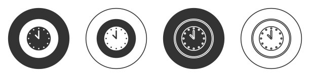 黑色时钟图标孤立在白色背景。时间的象征。圆按钮。向量图片下载