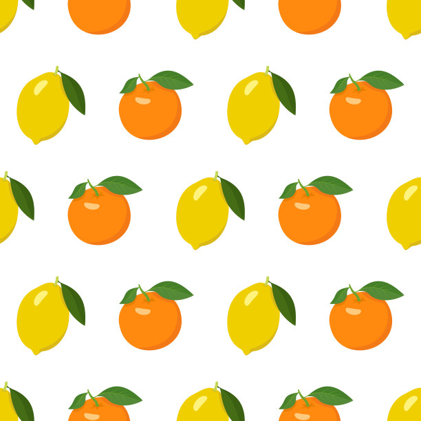 无缝明亮的图案与柠檬和橙色图片下载