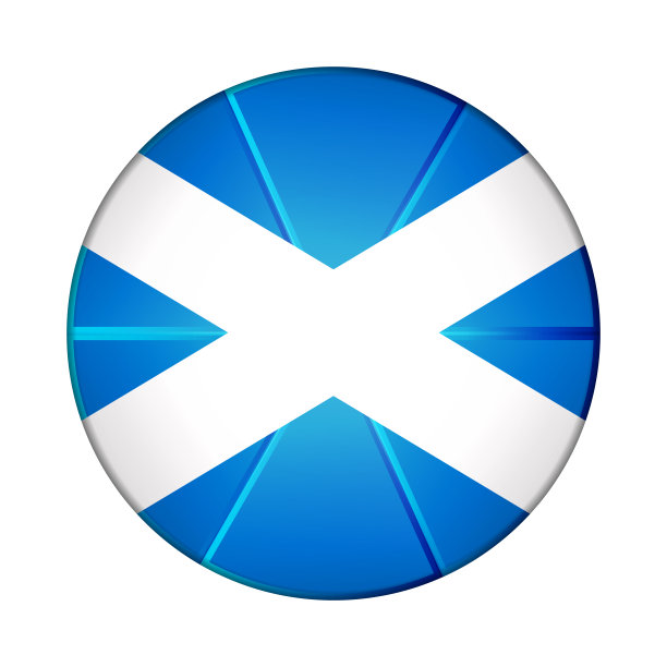 带有苏格兰旗的玻璃轻球。圆球，模板图标。苏格兰国家象征。光滑的现实球，3D抽象矢量插图突出在白色的背景。大泡沫图片下载
