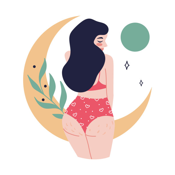 美丽的女性曲线。身体积极的女性主义观念。内衣和泳衣。海滩的身体，夏天的感觉。女性美与自爱海报。爱你的身体打印卡图片下载