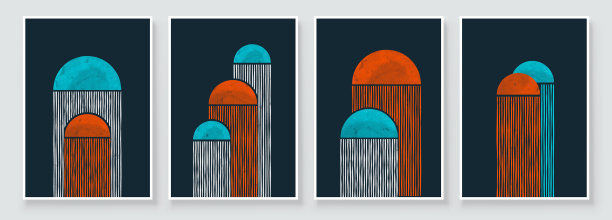 抽象的有机墙壁艺术，中世纪现代图片下载