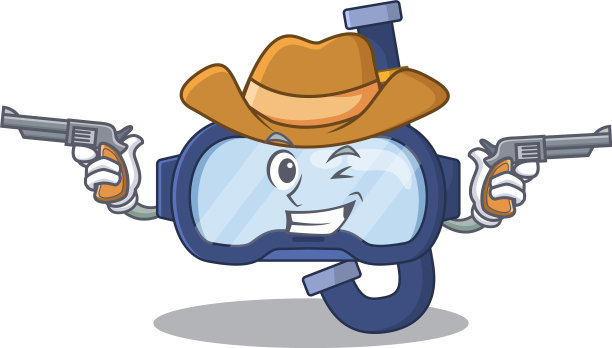 一个聪明的牛仔戴着卡通潜水眼镜设计图片下载