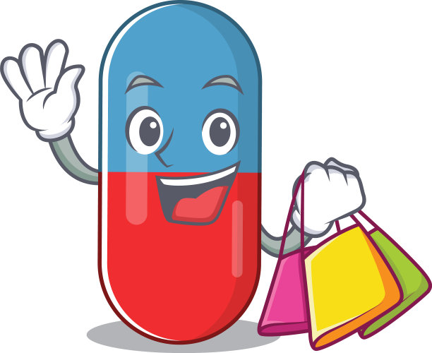 药药富家卡通与购物袋图片下载