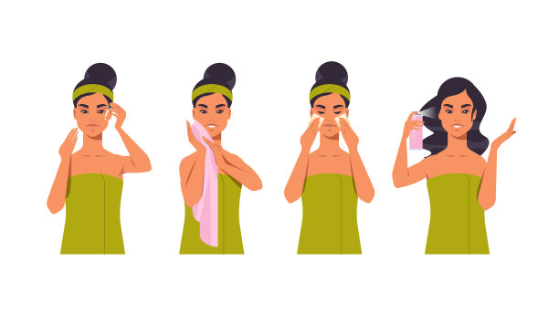 设定年轻女子化妆穿着毛巾图片下载