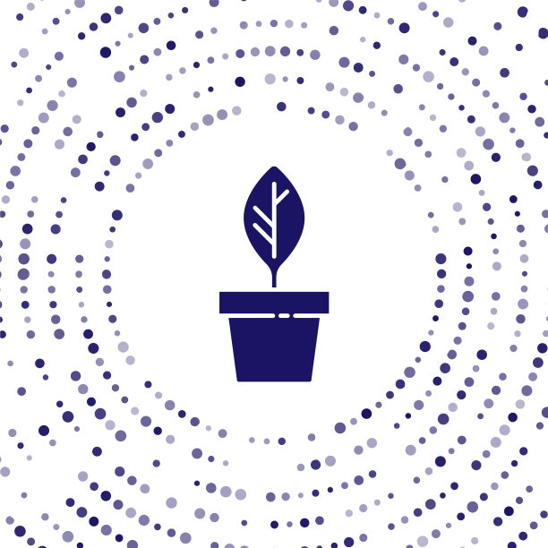 蓝色植物在盆图标孤立在白色图片下载