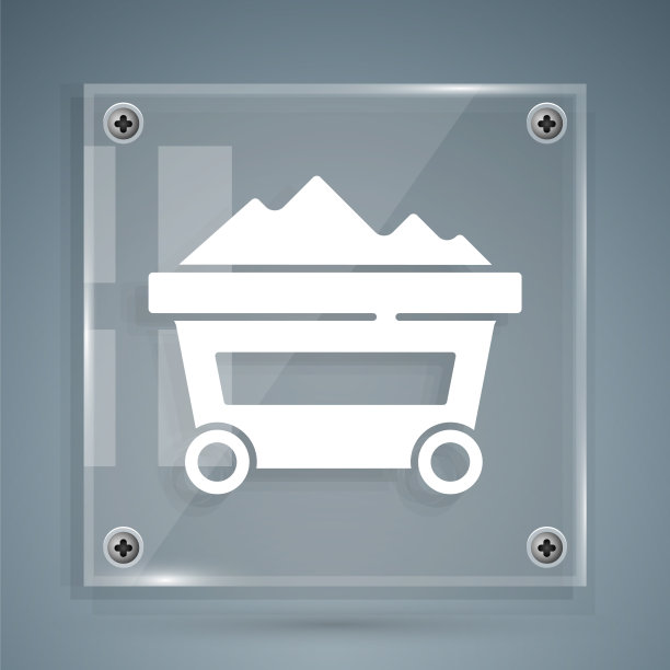 白色煤矿手推车图标孤立在灰色图片下载