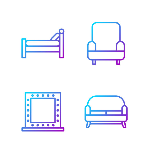 设线沙发化妆镜与灯床图片下载