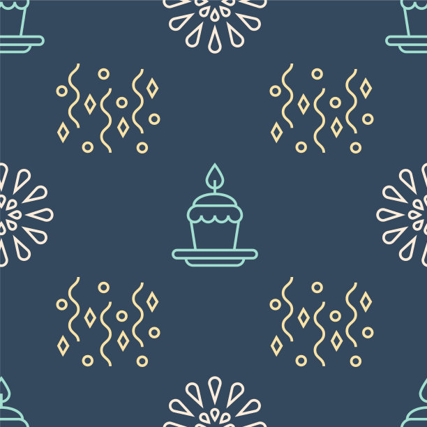 放烟花，用彩纸和蛋糕装点节日图片下载