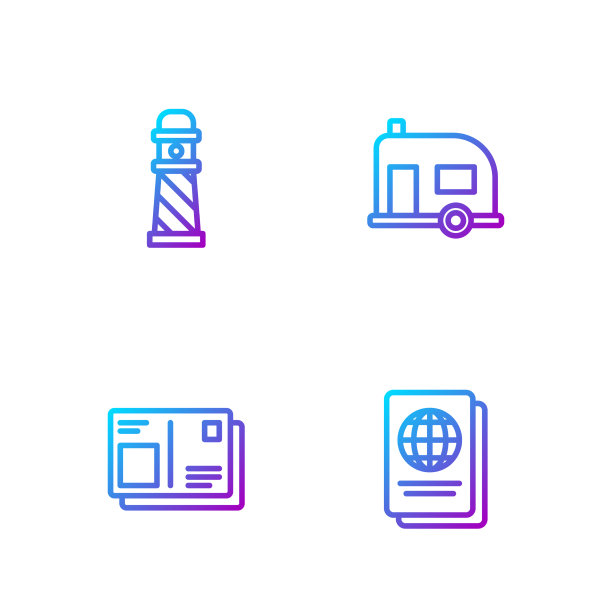 设行护照与签证印章灯塔和图片下载