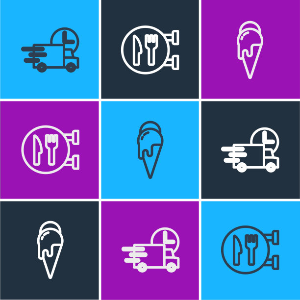 设线速递车，冰淇淋和咖啡厅图片下载