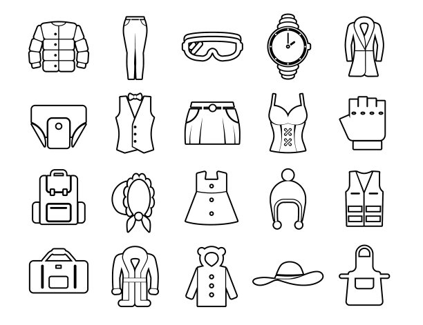 衣服设置线图标与开放路径元素图片下载