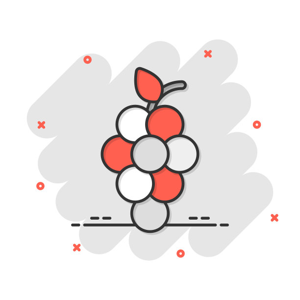 葡萄水果标志图标在漫画风格的葡萄藤图片下载