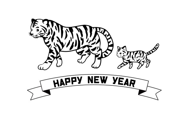2022年虎猫贺年卡插图材料图片下载
