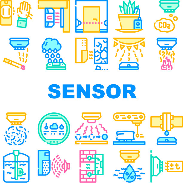 传感器电子工具收集图标集图片下载