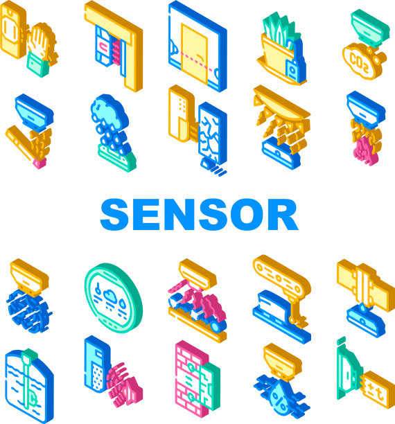 传感器电子工具收集图标集图片下载