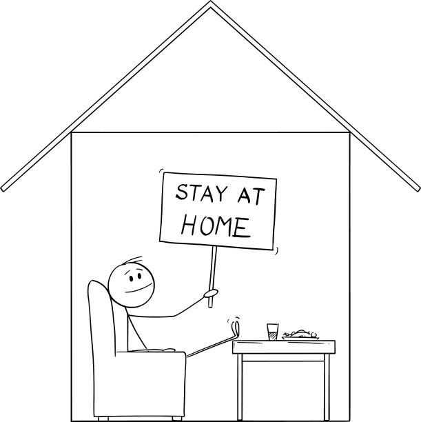 男人坐在他的房子里，保持呆在家里图片下载