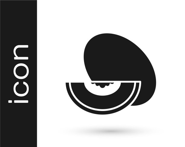 黑瓜果图标孤立在白色上图片下载