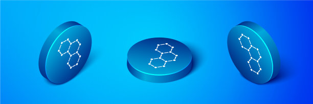 等距化学公式图标孤立在蓝色图片下载