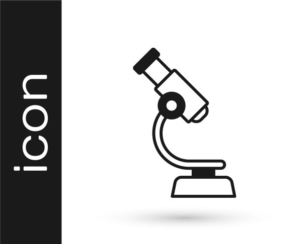 黑色显微镜图标孤立在白色背景上图片下载
