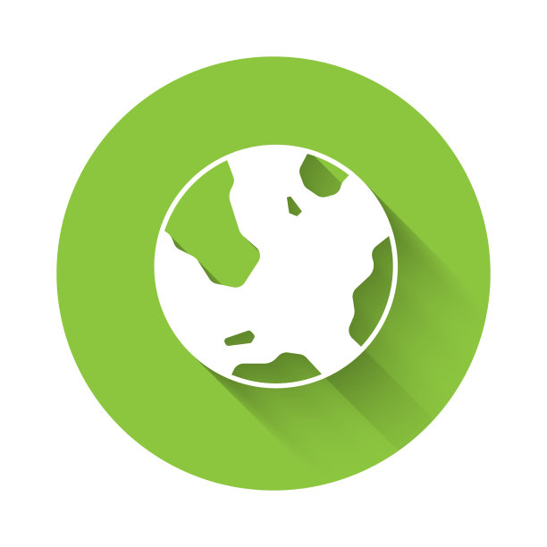 白色地球图标孤立与长影子图片下载