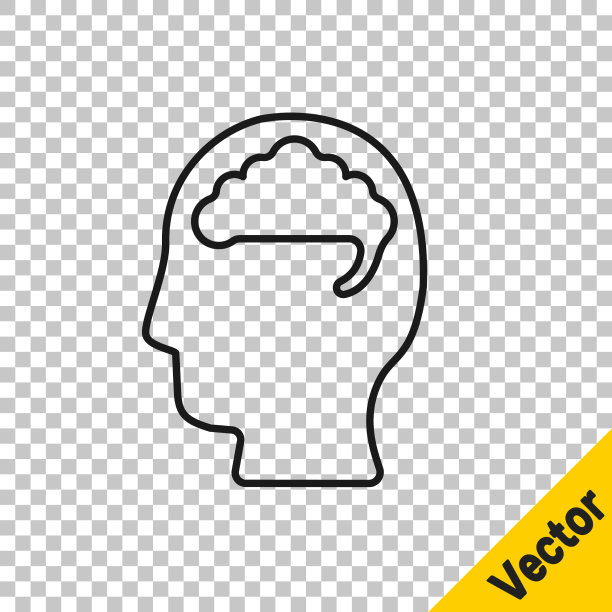 黑线人类大脑图标隔离图片下载