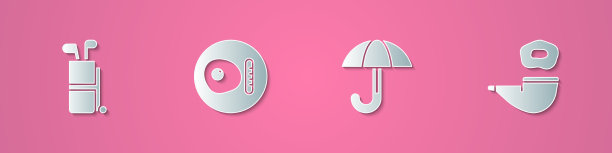 设定剪纸高尔夫球袋与球杆英国图片下载