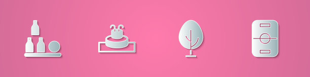 设置剪纸瓶子球喷泉树和图片下载