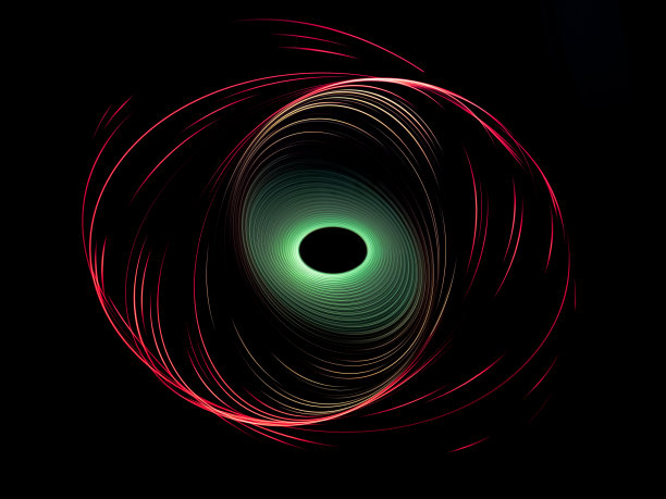 抽象的光波和黑色背景，绿色和红色图片下载