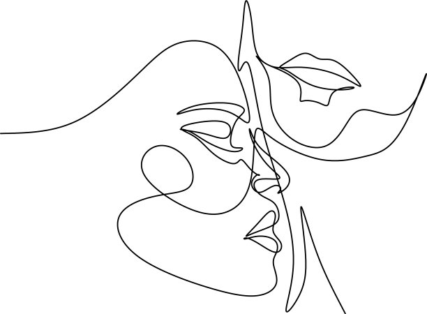 超现实的面孔，连续的线条画集图片下载