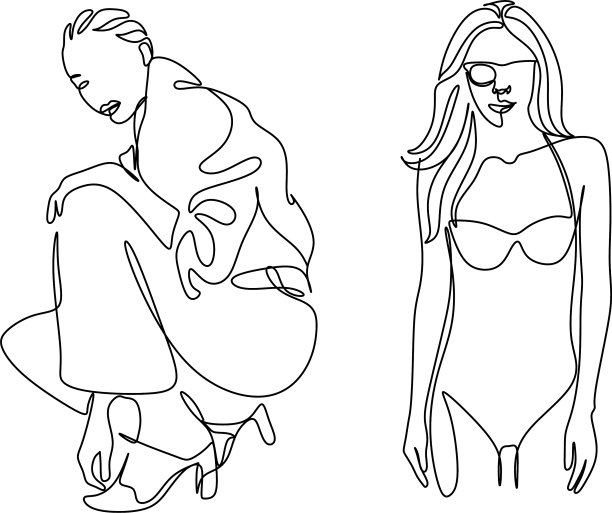 为社交设计时尚女性线条艺术封面图片下载