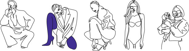 为社交设计时尚女性线条艺术封面图片下载