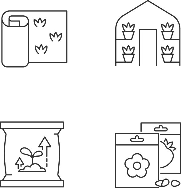 园艺商店类别线性图标集图片下载