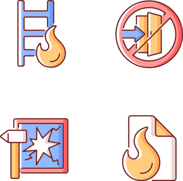 消防安全法规RGB颜色图标集图片下载